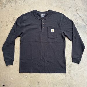 Carhartt Henley Long Sleeve Shirt Men's Medium Black Loose Fit K128-BLK